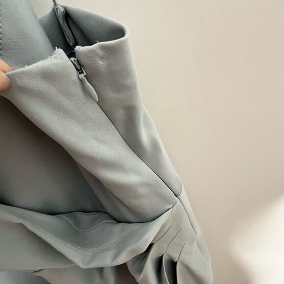 Anthropologie BHLDN Women Satin Freya Maxi Dress Size 14 Light Blue Side Slit - Picture 11 of 16